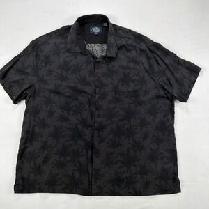 Nat Nast Luxury Originals Silk Cotton Palm Tree Tropical Camp Shirt XXL Black